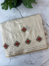 Blended soft tussar silk saree MS90543- Cream