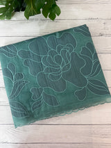 Semi organza saree with appliqué work - MSH906 TealGreen