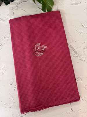 Kota  checks saree with embroidery - MS7679 BerryPink
