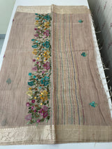 Soft Tissue linen Silk embriodery saree MS49876