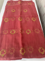 Crush chiffon saree with embroidery MCH345 MutedMaroon