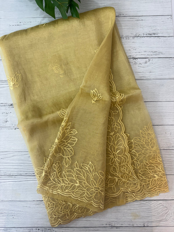 Tissue Organza saree MS14051- DuskyYellow