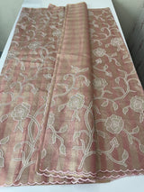 Tissue Silk applique work saree MSH133 Design 3- PeachPink