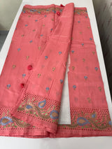 Cutwork Blended tussar saree MSH228 DarkPeachyPink