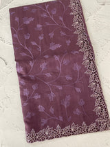 Blended tussar saree with cutwork border- MSHK266