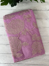 Premium Organza saree with tissue appliqué work - MMG311- MauvePink