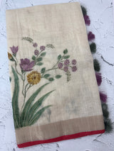 Tissue linen saree with blouse MS14462 (4)
