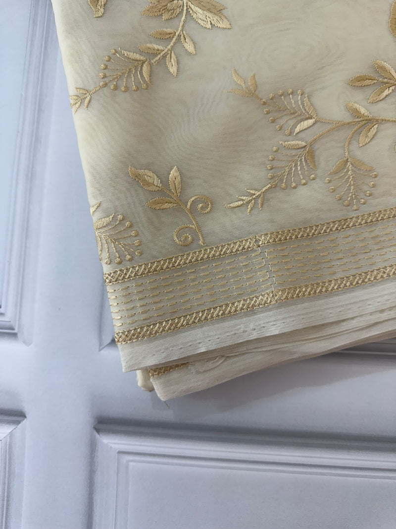 Banarasi kora oraganza saree with embroidery  MKOS324 LightCream