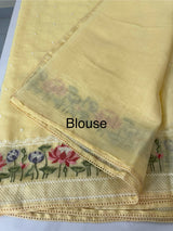 Semi linen saree with embroidery- MS15167
