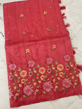Art tussar saree with embroidery MST677