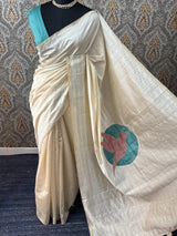 Blended tussar saree with kanta embriodery and appliqué work- MBTS99