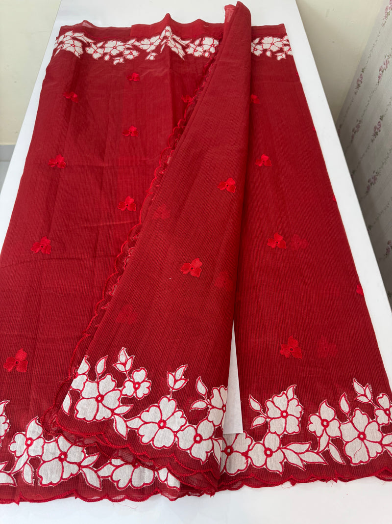 NetKota Applique work saree  MSH141- DeepRed