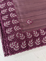 Blended tussar saree with cutwork - MSHK679 Mauve