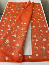 Kota Supernet embriodery saree SHSNYNM -Orange