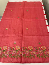 Art tussar saree with embroidery MST677