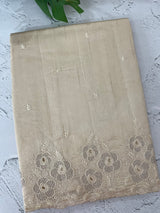Crushed Matka Blended Tussar silk saree with embroidery MS4890- Cream
