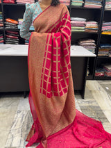 Semi banarasi Khaddi Georgette saree - MS1498 Ranipink