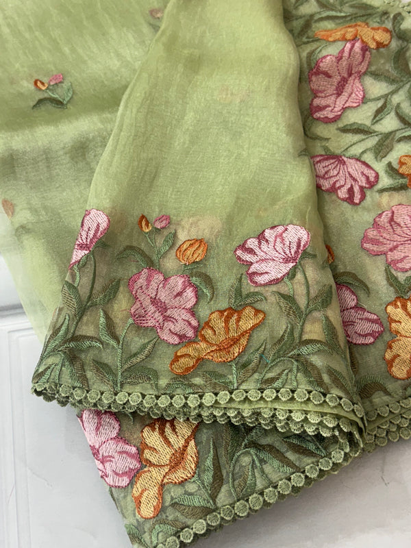 Tissue Organza saree MS14717- DuskyGreen