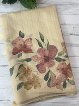 Linen- chanderi saree with french knots, sequence and bead work - MS19965