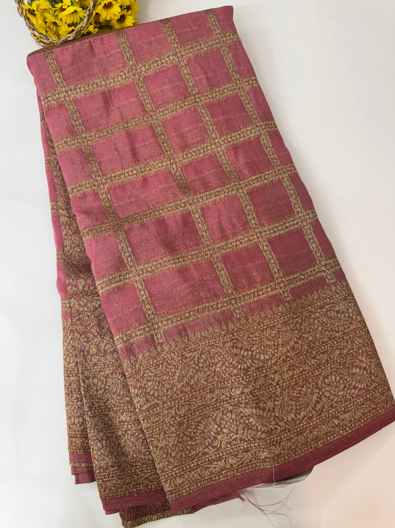 Semi banarasi Khaddi Georgette saree - MS1498 DuskyPeach
