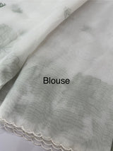 Tissue mix soft silk saree with applique work MTSS5432 White to DuskyGreen