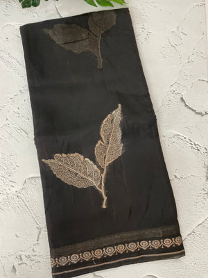 Blended Banarasi silk organza saree with zari weaving MSSA499 Black