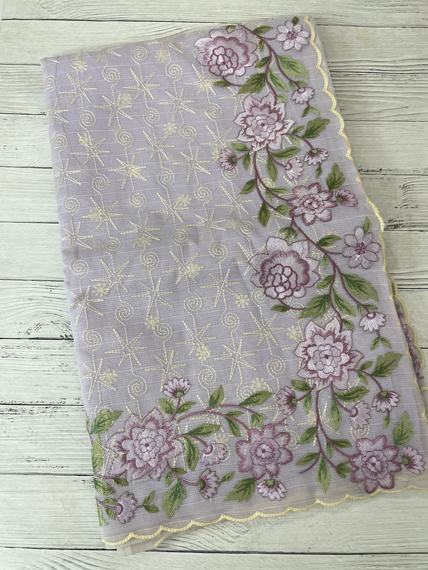 Phulkari NetKota embroidery saree - MSH126 Lavender