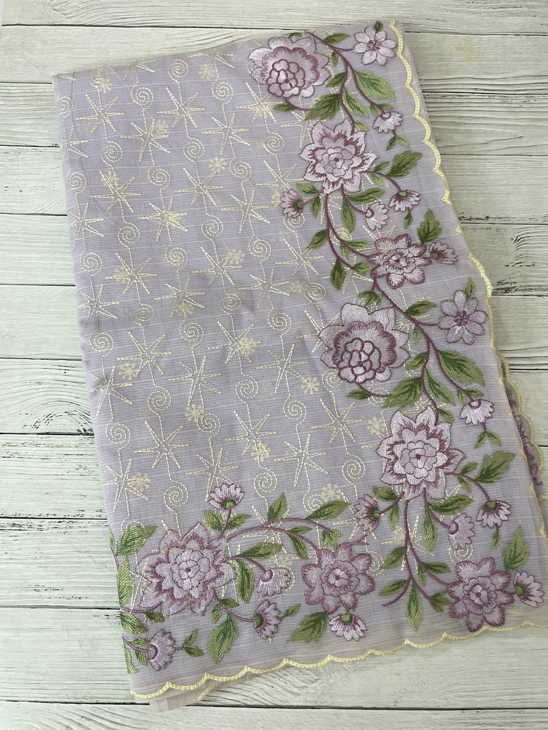 Phulkari NetKota embroidery saree - MSH126 Lavender