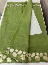 Soft Organza saree with thread work and tissue applique borders - MCW605