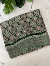 Semi modal silk saree with mirror work - MMB501 Green