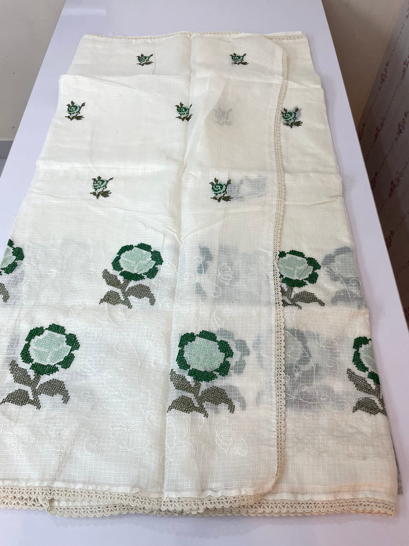 Soft kota checks saree with embroidery - STWICM