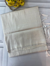 Brocade Banarasi silver weaving soft silk saree MS126771 Offwhite