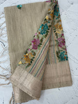 Soft Tissue linen Silk embriodery saree MS49876