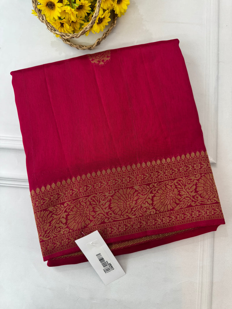 Banarasi Tussar viscose Georgette Saree  - MS5677 RaniPink