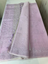 Semi organza saree with lace embroidery - MSH117 Lavender