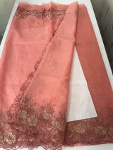 Semi Organza saree with applique borders - MCW799