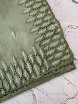 Blended tussar saree with cutwork border- MSHK691 LightGreen