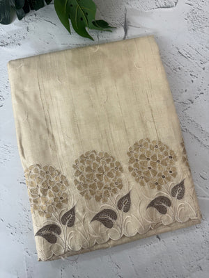 Blended soft tussar saree with embriodery - MS8669 PearlCream