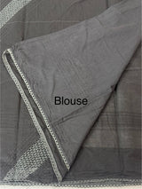 Supernet saree with crochet work and lace border MCJ5433 - Black(Design - Diagonal Crochet)