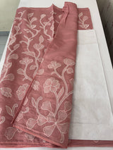 Blended Malai chanderi saree with applique work saree  MSM5676 - PeachPink