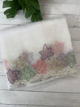 Handworked glass organza saree with applique work- MSHW227 - White