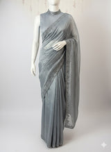 Handworked Designer tissue silk blend saree with sequins & cutdana work - MSHW270 MidnightBlue
