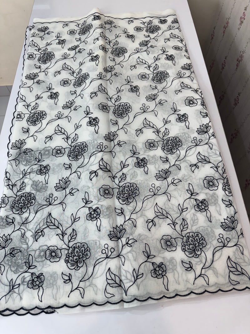 NetKota embriodery saree  MSH119 Black & White