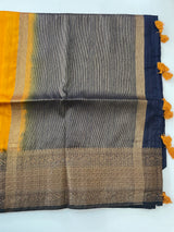 Soft silk sarees with contrast pallu & blouse MJL890