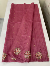 Blended tussar silk saree with embroidery- MS1072 DuskyPink