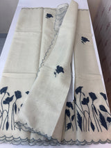 Tissue cotton applique work saree MS6743(2) DarkGrey