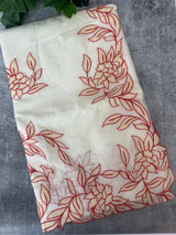 Mul chanderi applique work saree  MSH137 - Cream & Red