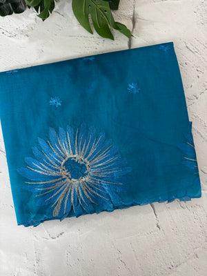 Organza saree with embroidery borders MOS4765 Blue