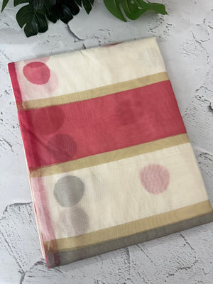 Semi chanderi saree with multi color polka dots- MSF334