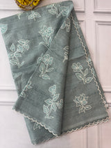 Soft kota silk saree with embroidery and scalloped border MS14983